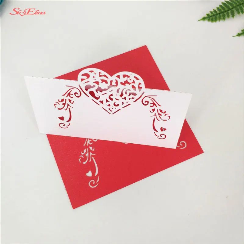 Place Card Wedding Party Cards Favor Laser Cut Heart Shape Table Name Luxury 5Z 10/50/100pcs | Дом и сад
