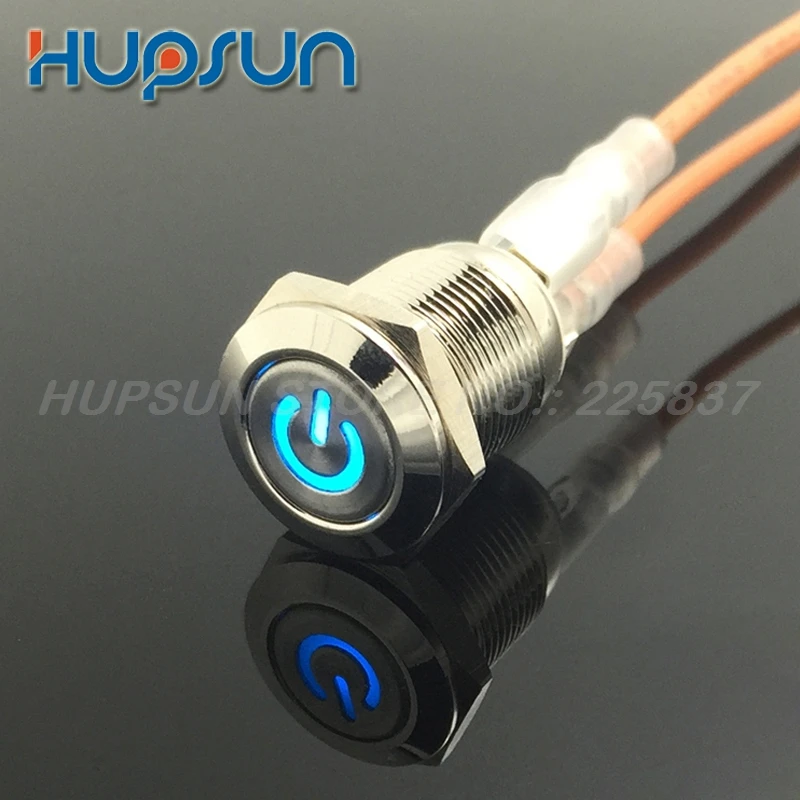 

5pc waterproof LED 12v 12mm metal electronic engine start button locking push button switch latching push button led lock button
