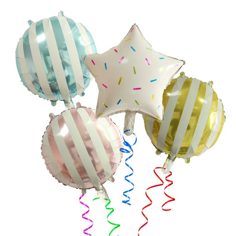 

5pcs new 18 inch round dtriped candy aluminum ballon for wedding party birthday decoration children's holiday party decoration