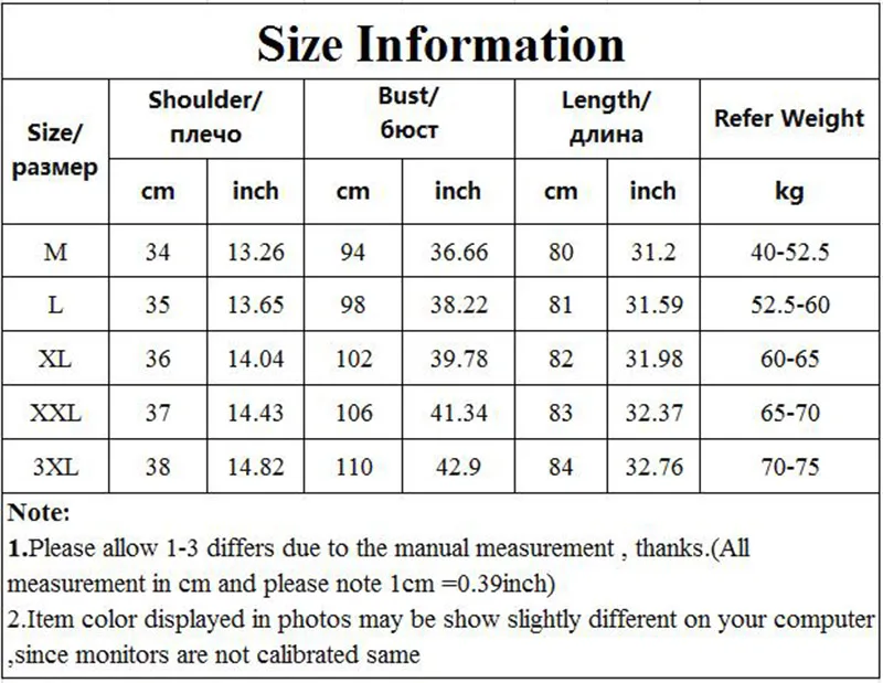 size table