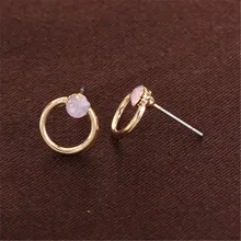 DoreenBeads цинковый сплав на основе столб уха серьги-гвоздики в виде золотой круг кольцо розовые стразы ювелирных украшений Hand-Made Подвески 11 мм x 10 мм, 10 шт