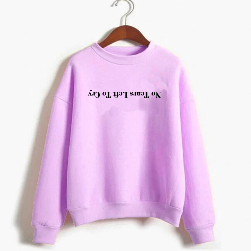 Women Print Harajuku God Is A Woman Sweatshirts Pullover Cewneck Warm Tops Ariana Grande Sweatshirt No Tears Left To Cry Hoodie