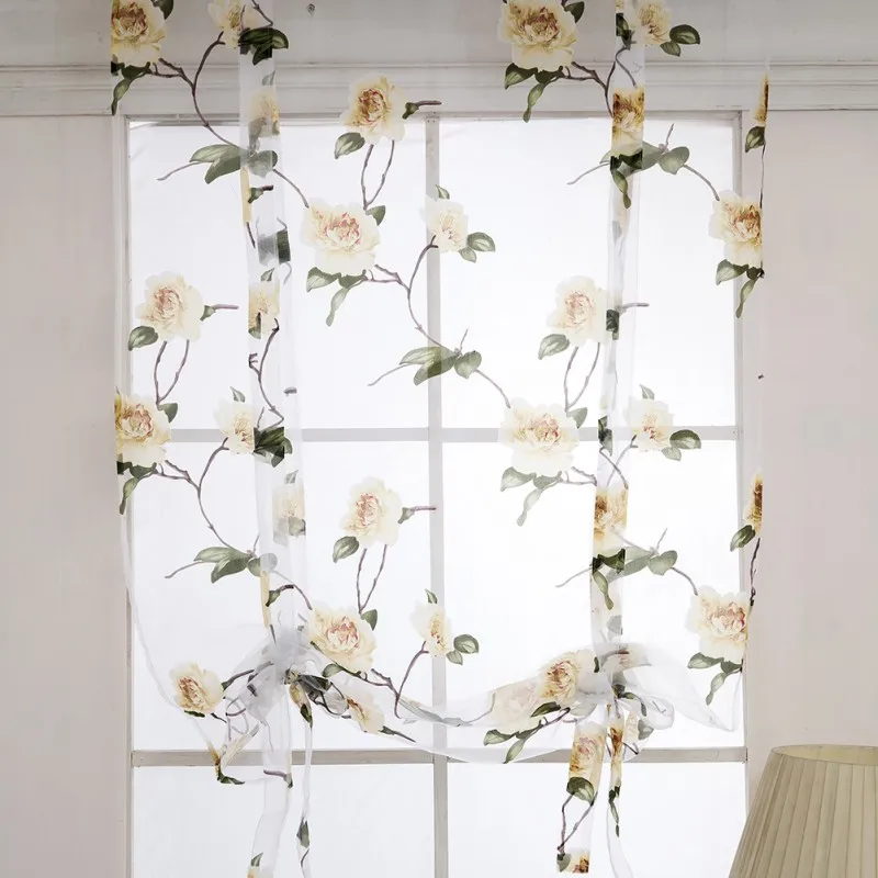 Cortinas de cocina diseño Floral cortinas de cocina cortas cortinas cortas transparentes persianas romanas puerta moderna tela de tul valance Cortinas de cocina diseño Floral cortinas de cocina cortas cortinas cortas transparentes persianas romanas puerta moderna tela de tul valance