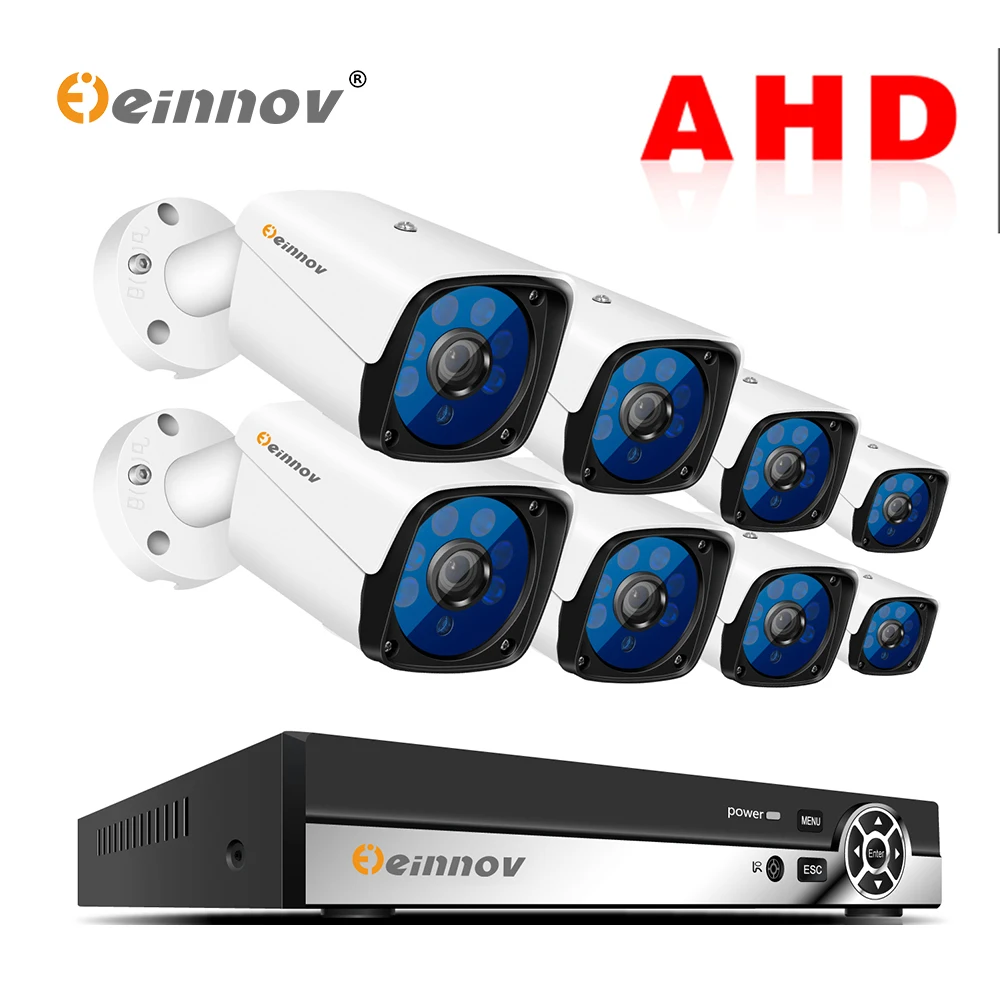 

Einnov 8CH 2MP CCTV Set Video Monitoring Surveillance Kit AHD DVR Kit Set 1080P HD Outdoor Home Security Camera P2P Night Vision