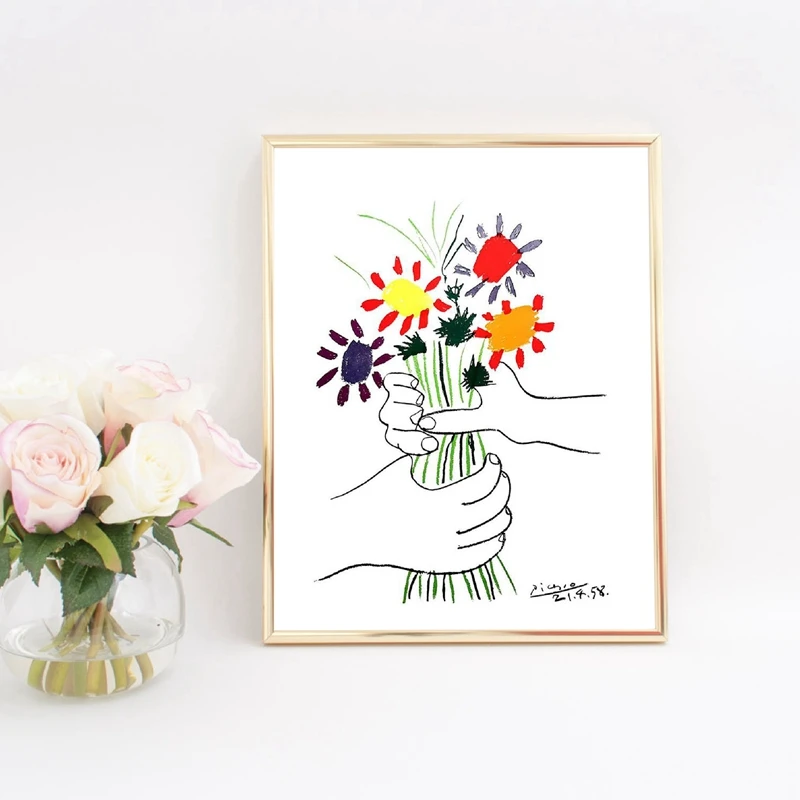 パブロ・ピカソ 1958 平和の花束アートワークキャンバス絵画