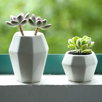 

garden supplies ZAKKA Simple geometric garden flower pots planters white ceramic office home decorative flower green plant pots