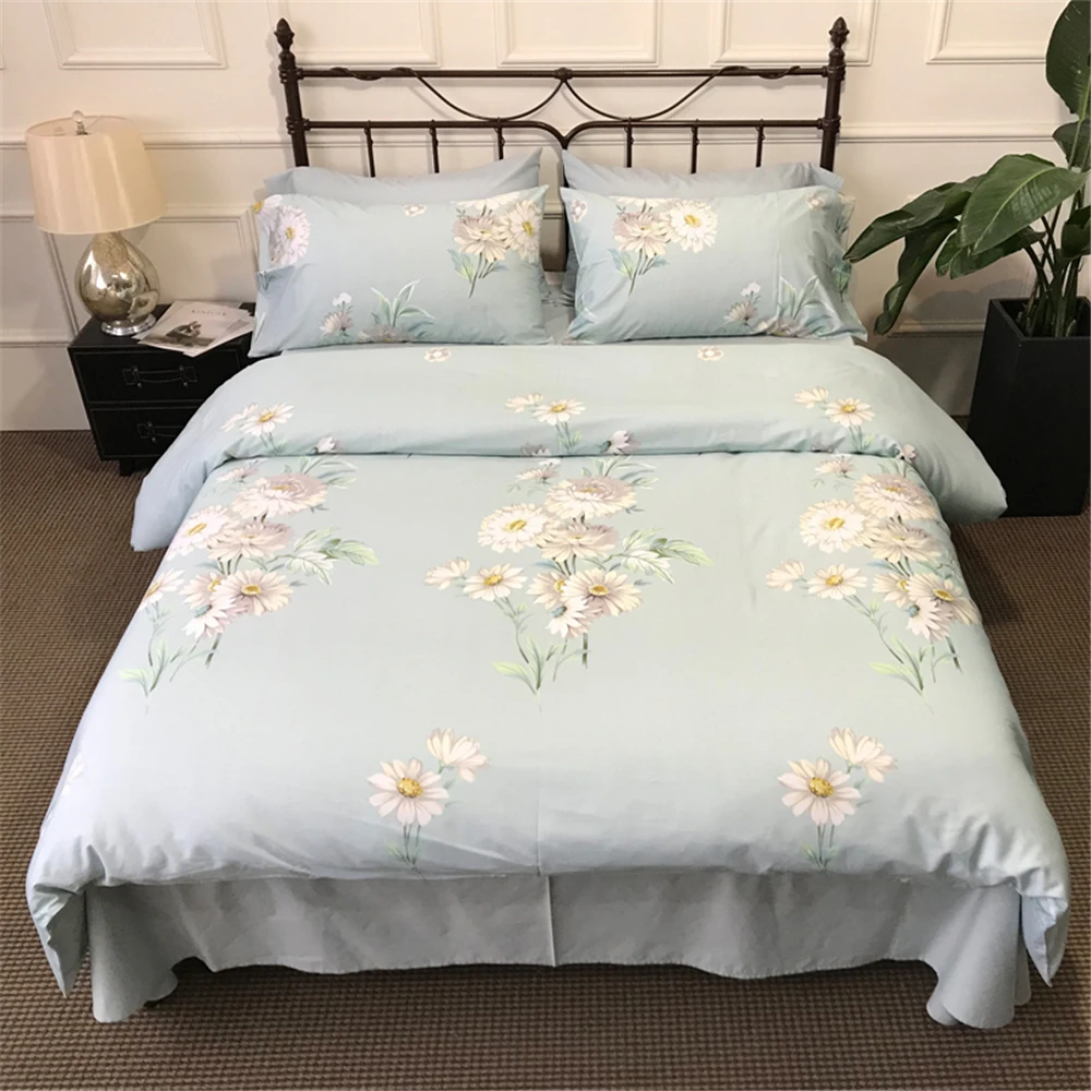 Vintage Botanical Flower Print Bedding Cotton Sateen Romantic