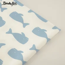 Новые поступления, белая хлопковая ткань, толстая четверть, синие киты, домашний текстиль, материал для лоскутного шитья, для постельных принадлежностей