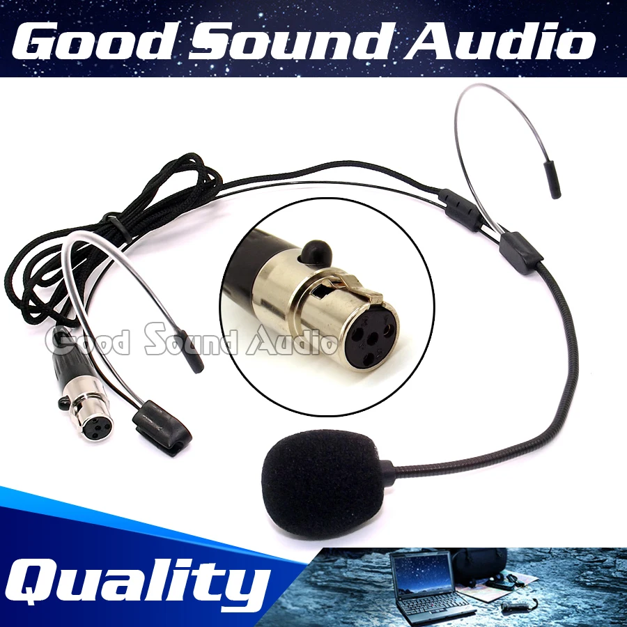 مصغرة 4 دبابيس xlr ta4f مشبك مزدوج رئيس ارتداء سماعة ميكروفون رئيس محمولة ميكروفون العصابة microfone ل شور اللاسلكي نظام