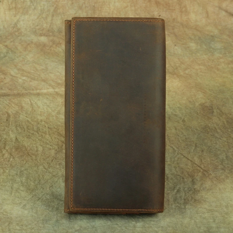 

Crazy Horse Leather Wallet Men And Women Retro First Layer Leather Long Mobile Wallet Multi-Function Wallet