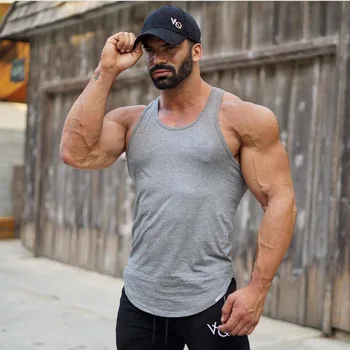 

2019 Muscle Fitness Running shirt Solid Color Vest Sports Sleeveless crossfit jogging Vest Cotton