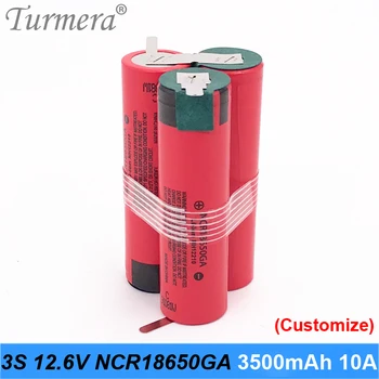

3s battery 18650 pack ncr18650ga 3500mah 10.8v 12.6v 10A welding solder battery for screwdriver tools battery customized battery
