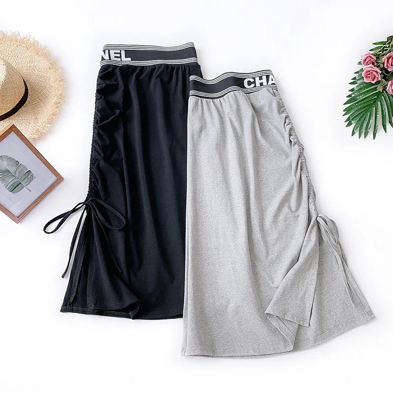 

AcFirst Black Gray Women Skirts Fashion High Waist Mid-Calf Long Length Skirt Clothing Empire Plus Size Vintage Pencil Skirts