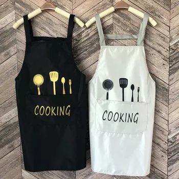 

Home Japanese belted kitchen waterproof oil-proof apron fashion adult female men's work clothes custom logo printing