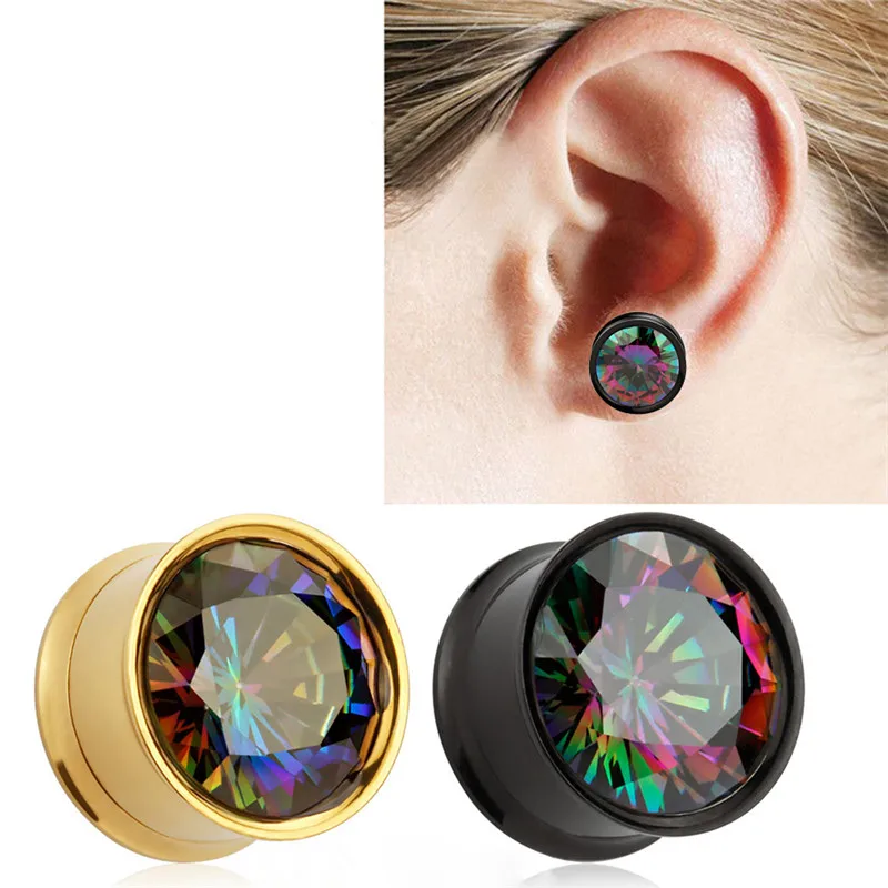 1 шт. AB Gem Titanium IP винт подходит для туннелей кубический циркон ушной пробки