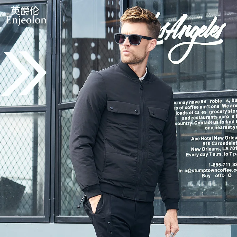 

Enjeolon Brand winter Cotton Padded Jacket Men thick Parka coat male black Quilted winter jacket Coat 3XL Men MF0055