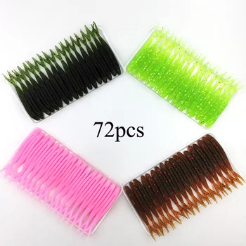 

New 72PCS 60mm/1.5g Vivid Soft Lures Artificial Loach Fishing Bait Swimbait Fishing Worm Fishing Tackle Fishing Lure soft 155++