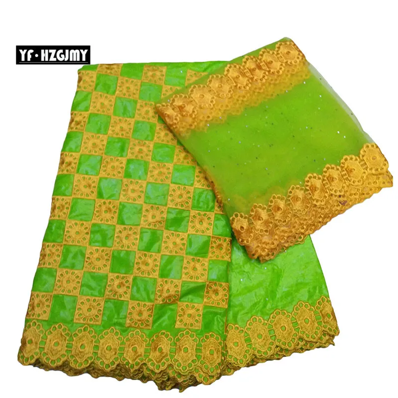

YF HZGJMY African Bazin Riche Getzner 2019 Green/Gold Embroidered Indian Bridal French Cotton Lace Nigerian Lace Fabric JA294