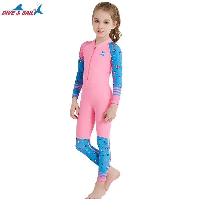 Детский слитный купальник из лайкры на молнии спереди с УФ защитой|skins lycra|skin