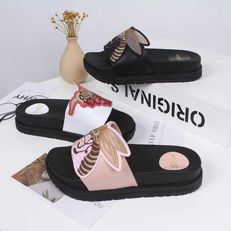 

EABXZ unicorn slippers 2019 new fashion cartoon flat-bottomed waterproof anti-skid sandals women's fluffy slides fur slides