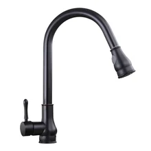 Современная ОРБ Черный Clour одно отверстие бортике одной ручкой ниспадающего Кухня кран смесителя