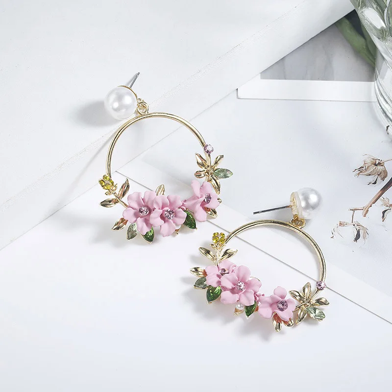

Women Fashion 2019 New Droppshiping Women Round Circle Dangle Earrings Sweet Flower Five-pointed Star Decor Luxury Jewelry dg88