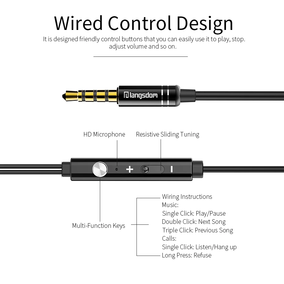 3 5mm Metal Earphone In ear Headset Stereo Earphones Earbuds With Microphone For iphone Xiaomi huawei oppo MP3 PC Headphone