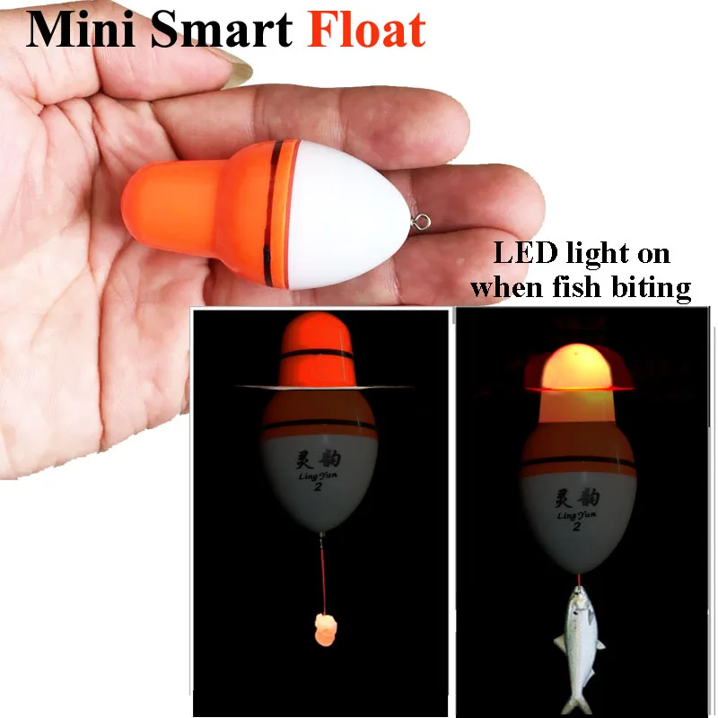 

Mini Smart Fishing Float Bite Alarm When Fish Bite Bait LED Light Turn ON Automatical Night Electronic intelligent Buoy Strike