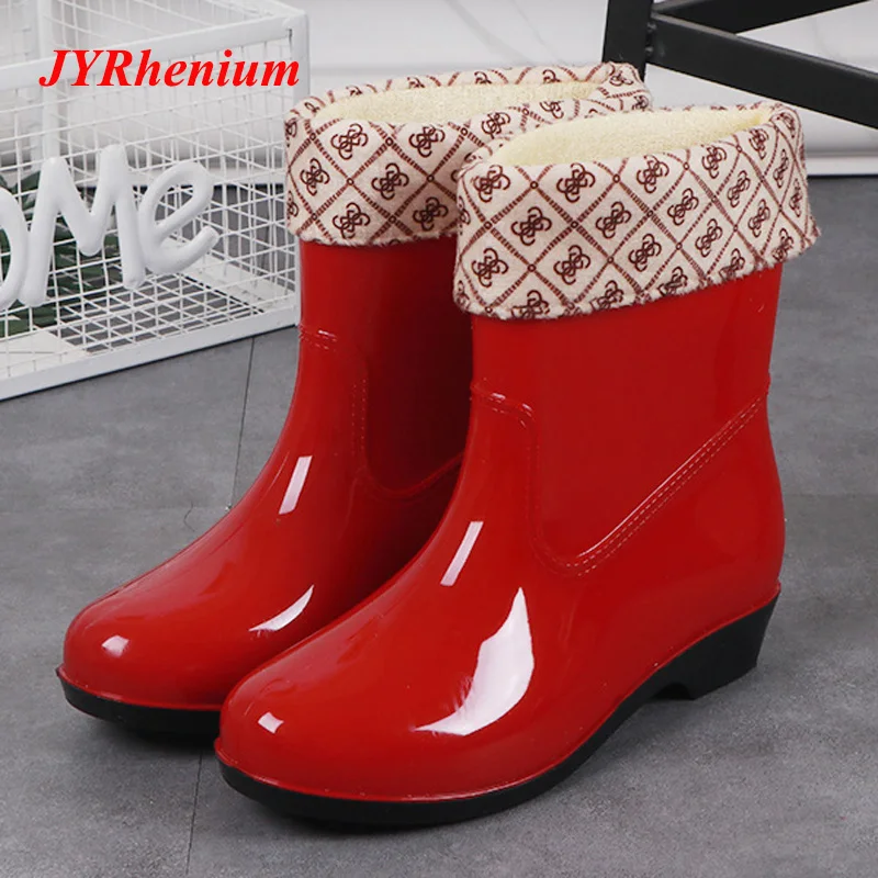 JYRhenium Women's Shoes Rain Boots Autumn And Winter Detachable Plus