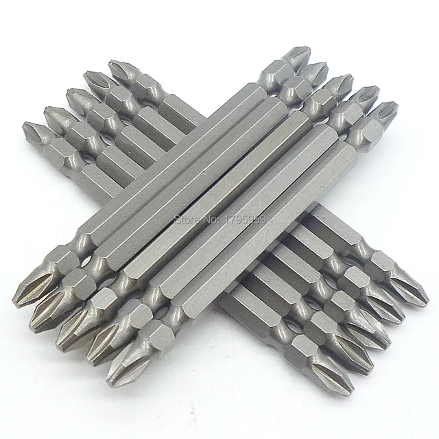 10pcs 1/4"(6.35mm) Hex Shank PH2 Double Ended Phillips Screwdriver Bits