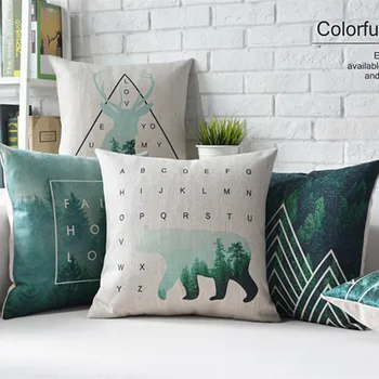 

Nordic Styles Forest and Bear Home Decor Pillow Flamingos Linen Cotton Cushion Decorative Throw Pillows Free Shipping