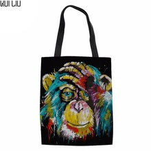 Многоразовые для бакалейный продуктов женская сумка эко большие складные сумки для покупок Baboon животное, Лев, тигр холст хлопок Ecobag хозяйственная сумка