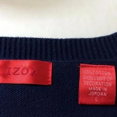 IZOD mens sweater L large blue argyle v neck long sleeve 100% cotton (4)