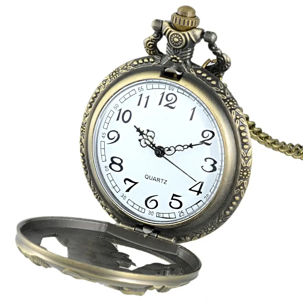 Винтаж бронзовый собака Графический кварцевые карманные часы с цепочкой Ретро для мужчин женщин Классическая Подвеска на ожерелье подарок