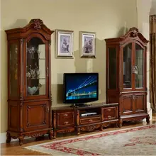 Антикварная Высокая гостиная деревянная мебель ЖК-телевизор Стенд набор o1142