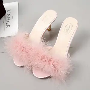 hot pink fur heels