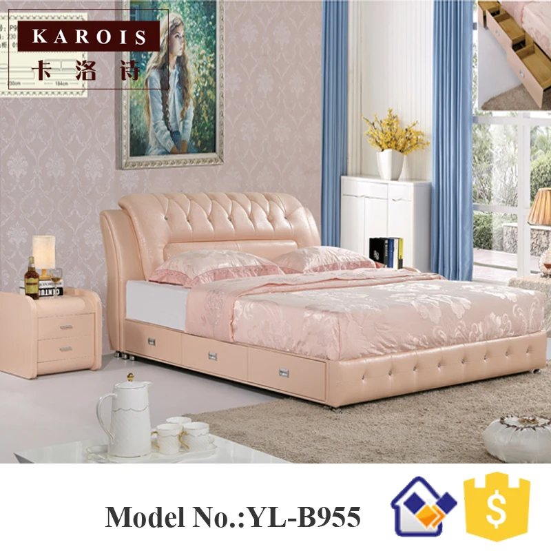 

latest bed room furniture wood double tatami bed design with box
