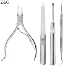4 шт./компл. ногтей маникюрный набор профессиональных ногтей инструменты пилка и кусачки для ногтей Нержавеющая сталь чистого ногтей педикюрный набор