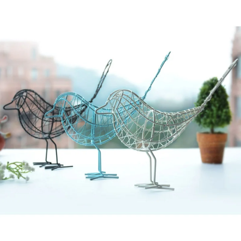 Novelty Metal Wire Iron Bird Ornament Office Home Decor Desktop Craft Gift NEW 
