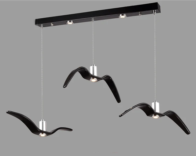 Nordic Pendant Lamp Seagull Design Led Chandelier LED Lights Lighting e607d9e6b78b13fd6f4f82: A BLACK|A WHITE|ABC Black DAI25CM|ABC Black L60CM|ABC White DIA25CM|ABC White L60CM|B BLACK|B WHITE|C Black|C White