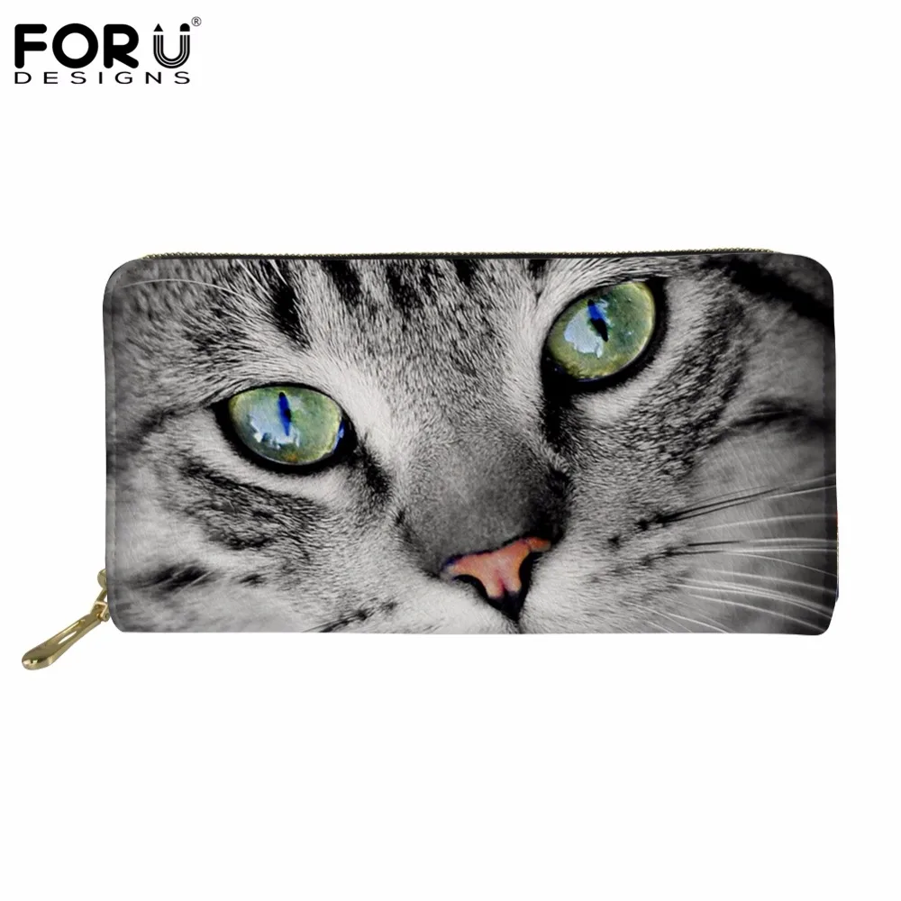 

FORUDESIGNS Women's Wallet Animal Cute 3D Cat Pattern Fashion Girls Travel Purse Large Capacity Ladies Money Bags Women Wallets