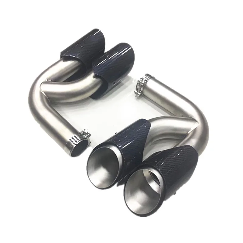 

For Cayenne Exhaust Dual tips Glossy Carbon Fiber 2018 2019 year Cayenne stainless steel Exhaust end Pipes