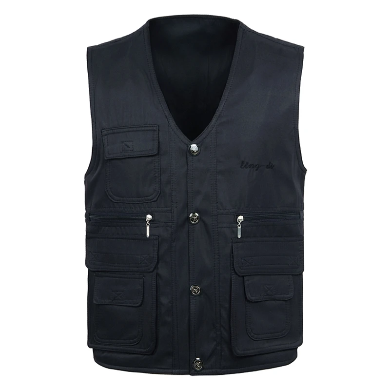 New Spring men's two-sided vest multi-pocket multi-pocket vest men casual fishing photography vest plus size S-4XL