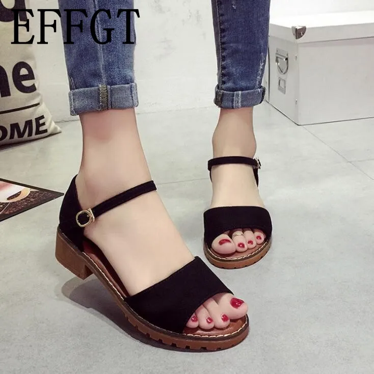 

EFFGT New Summer Women Sandals Sweet Flats Comfortable Beach Sandals Flip Flops Casual Summer Shoes Fashion summer sandals