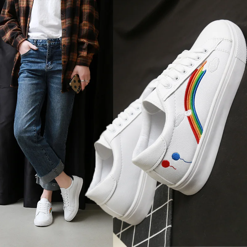 

Spring New Rainbow Hundred Four Seasons Running Casual Cute Plate Shoes