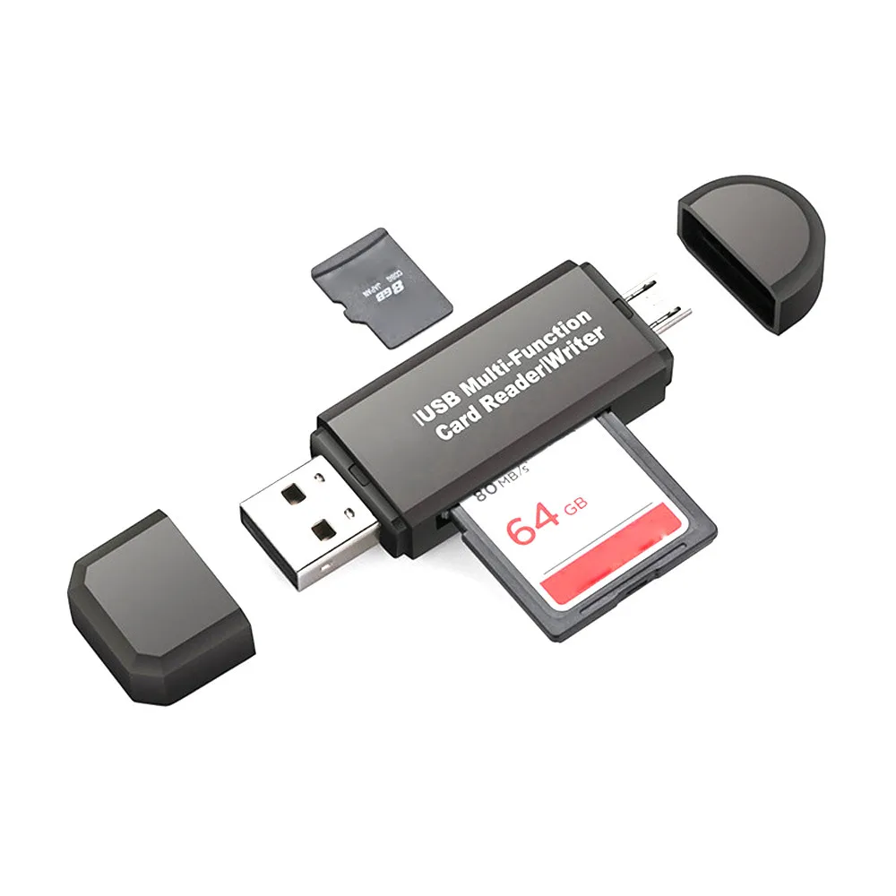 Micro sd card reader USB мини-usb 2,0 + OTG micro sd/SDXC TF card reader адаптер U диска легкий Портативный памяти z6