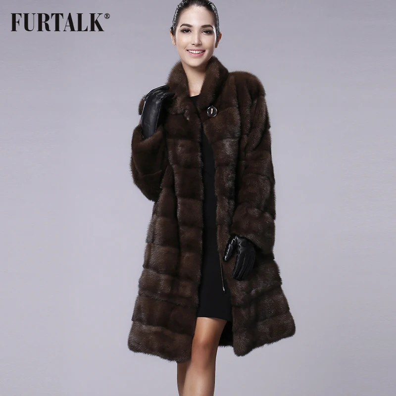 

FURTALK Real Natural Mink Fur Coat Women Winter Long Mink Fur Coat Fur Jacket for Female High quality Fur Clothes Custom Size