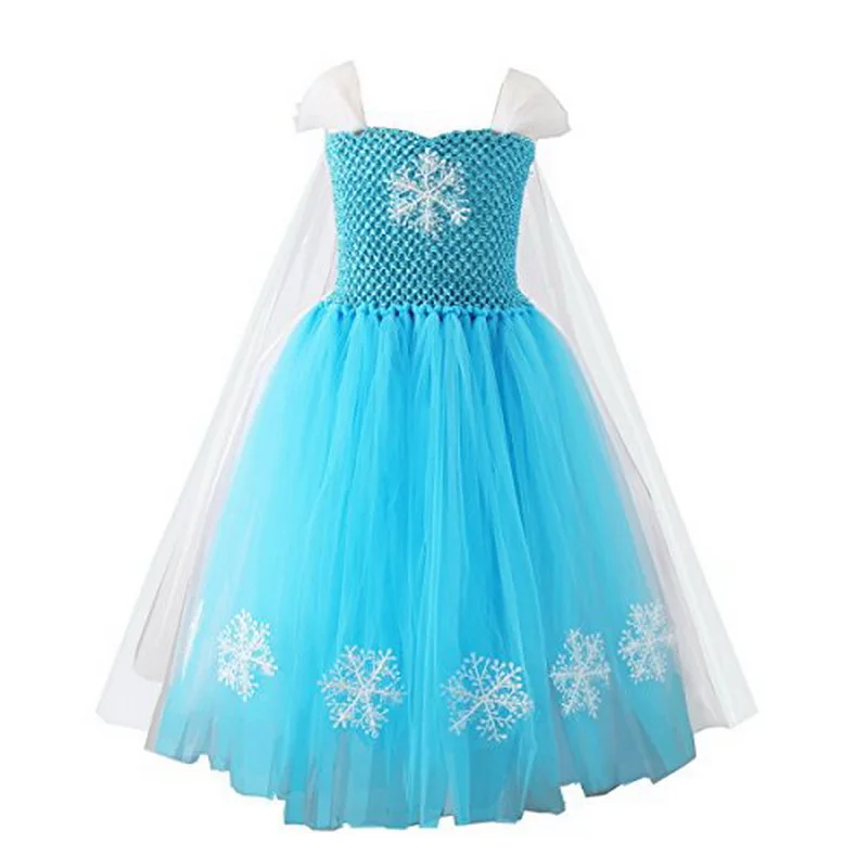 Новинка года; нарядное платье королевы Эльзы для девочек; костюм принцессы; костюм снежной сказки для костюмированной вечеринки; vestido; детская одежда для костюмированной вечеринки; Infantis - Цвет: Небесно-голубой