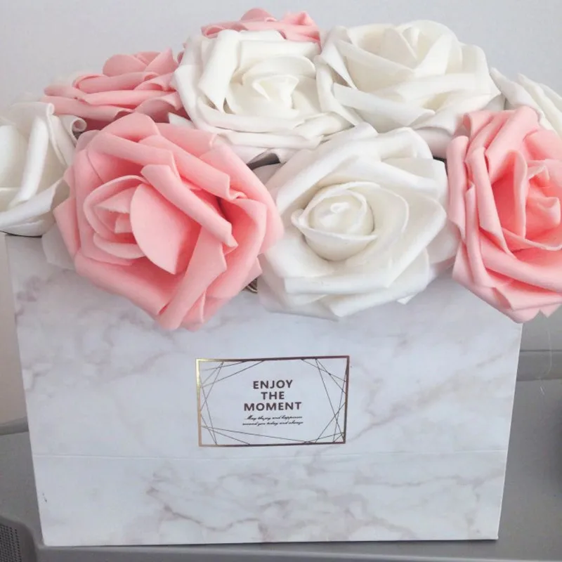 

5pcs Marble Color Vintage Wedding Candy Dragees Gift Box Kraft Paper Bags with Handles Chocolate Boxes Cookies Bag Women's Bag