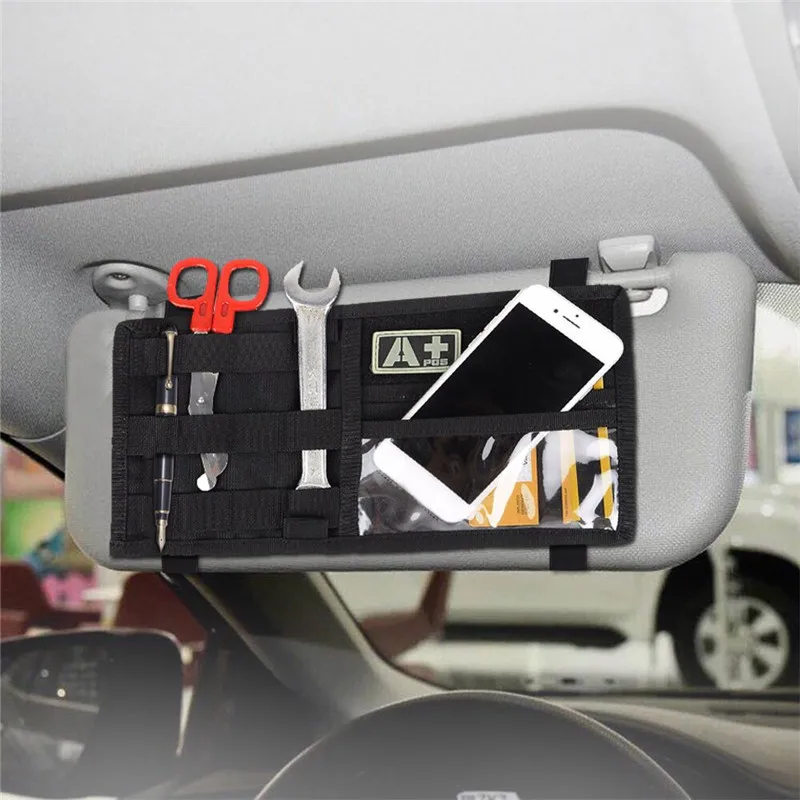 IronSeals AQ Tactical Molle Car Vehicle Sun Visor Mobile Accessories Organizer Holder for Travel Items